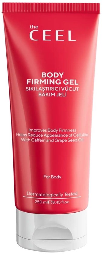 De CEEL BODY FIRMING GEL is een rode tube voor versteviging.