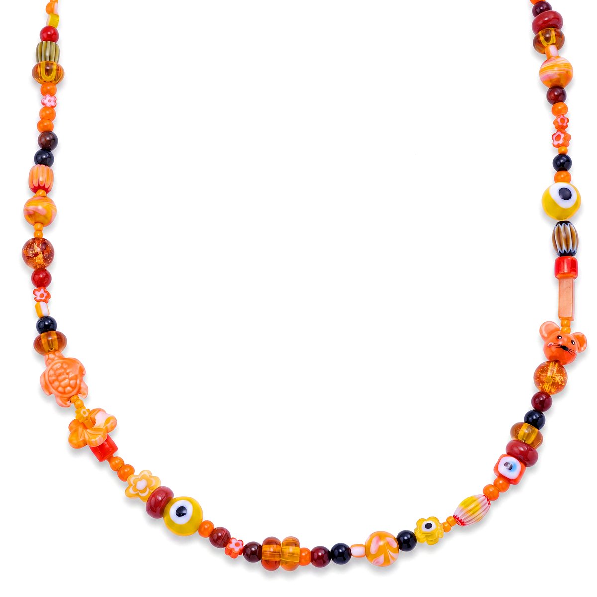 Pearlmania | Sunset Riot ketting met oranje glazen kralen