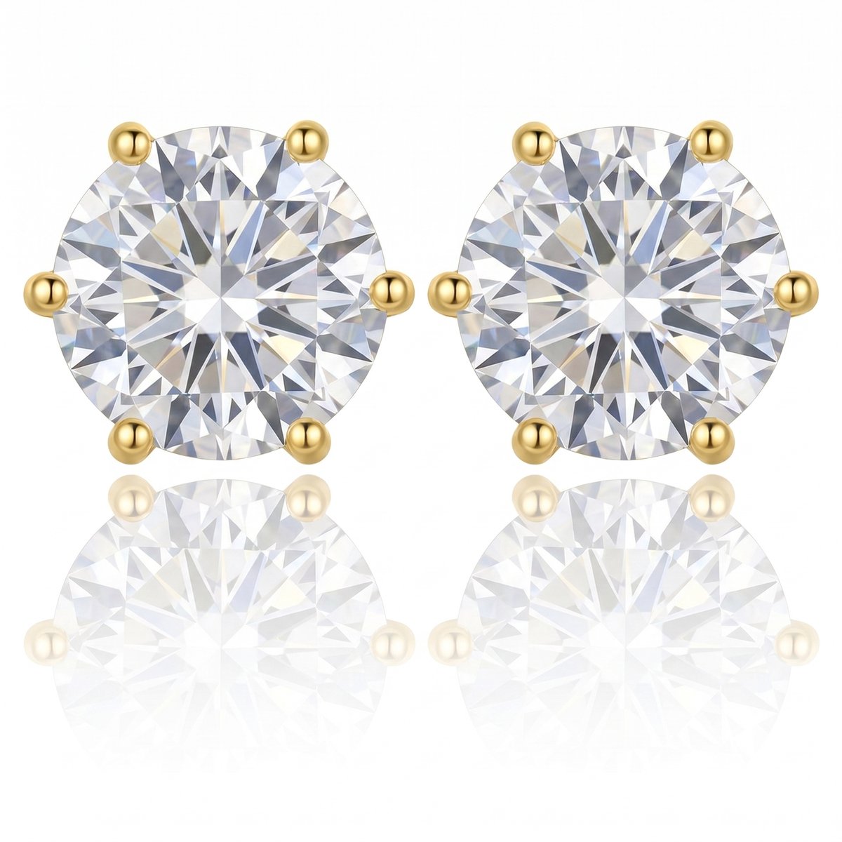 Titanix Dames Oorbellen – 4 Karaat Moissanite met GRA-Certificaat (Diamant Alternatief) – 925 Sterling Zilver – 18K Goud Verguld –Luxe Klauw Oorknopjes