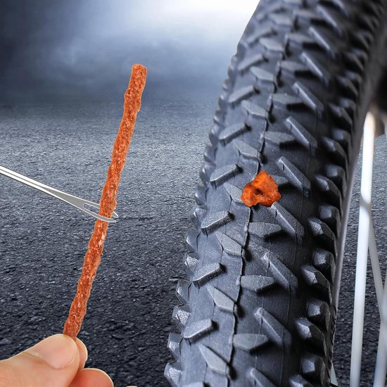 Bandenreparatieset - Tubeless Kit - Fietsbanden Repareren - 30 Plakstrips - 120 g - Zwart Bruin — afbeelding 3