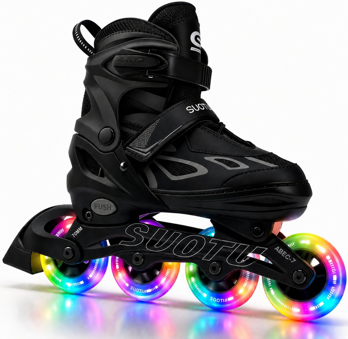 Suotu Skeelers Inlineskates Verstelbaar Skeelers meisjes en jongens Zwart