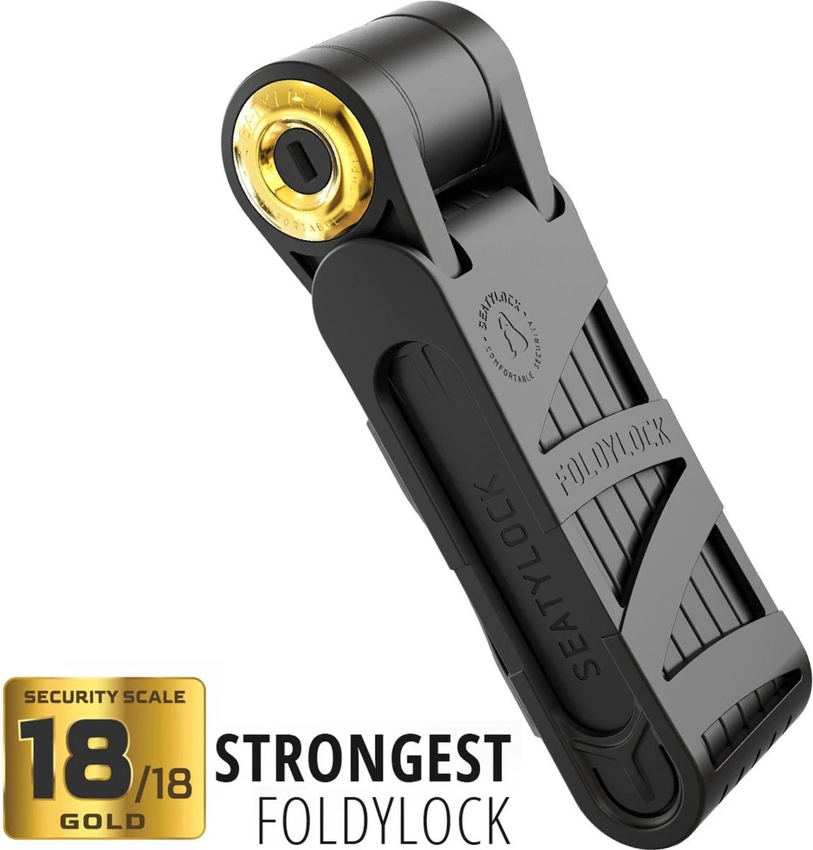FoldyLock Forever Fietsslot Vouwslot - ART 3 - 18/18 Gold Hoge Kwaliteit - Voor elk type Fiets - Met Houder 90cm