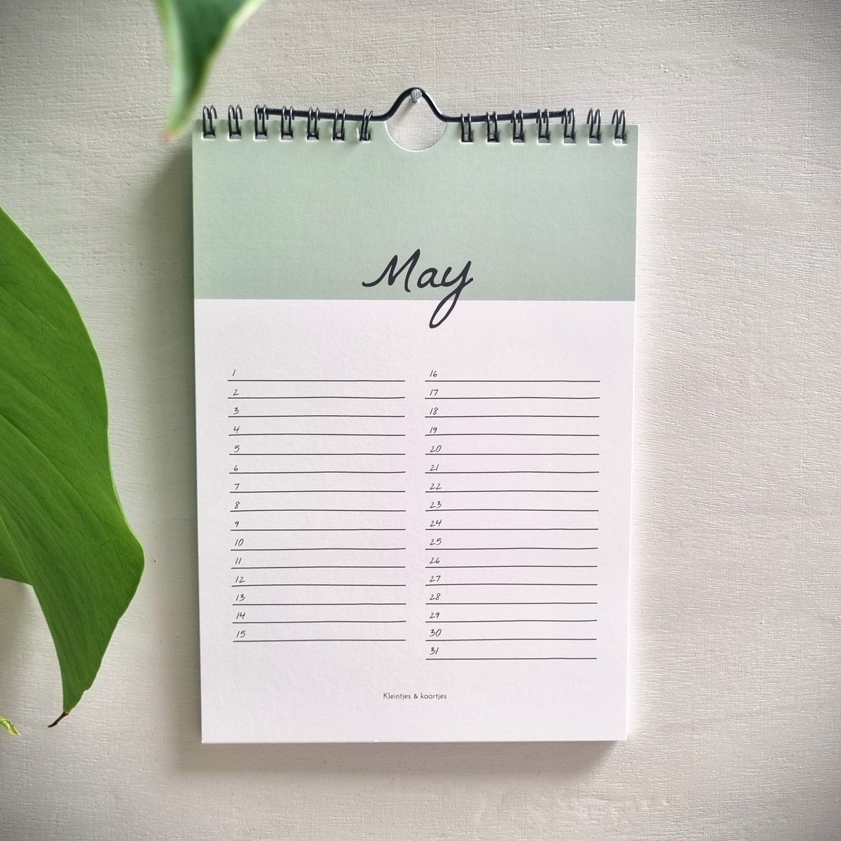 Verjaardagskalender - Ringband - Groen - A5 formaat