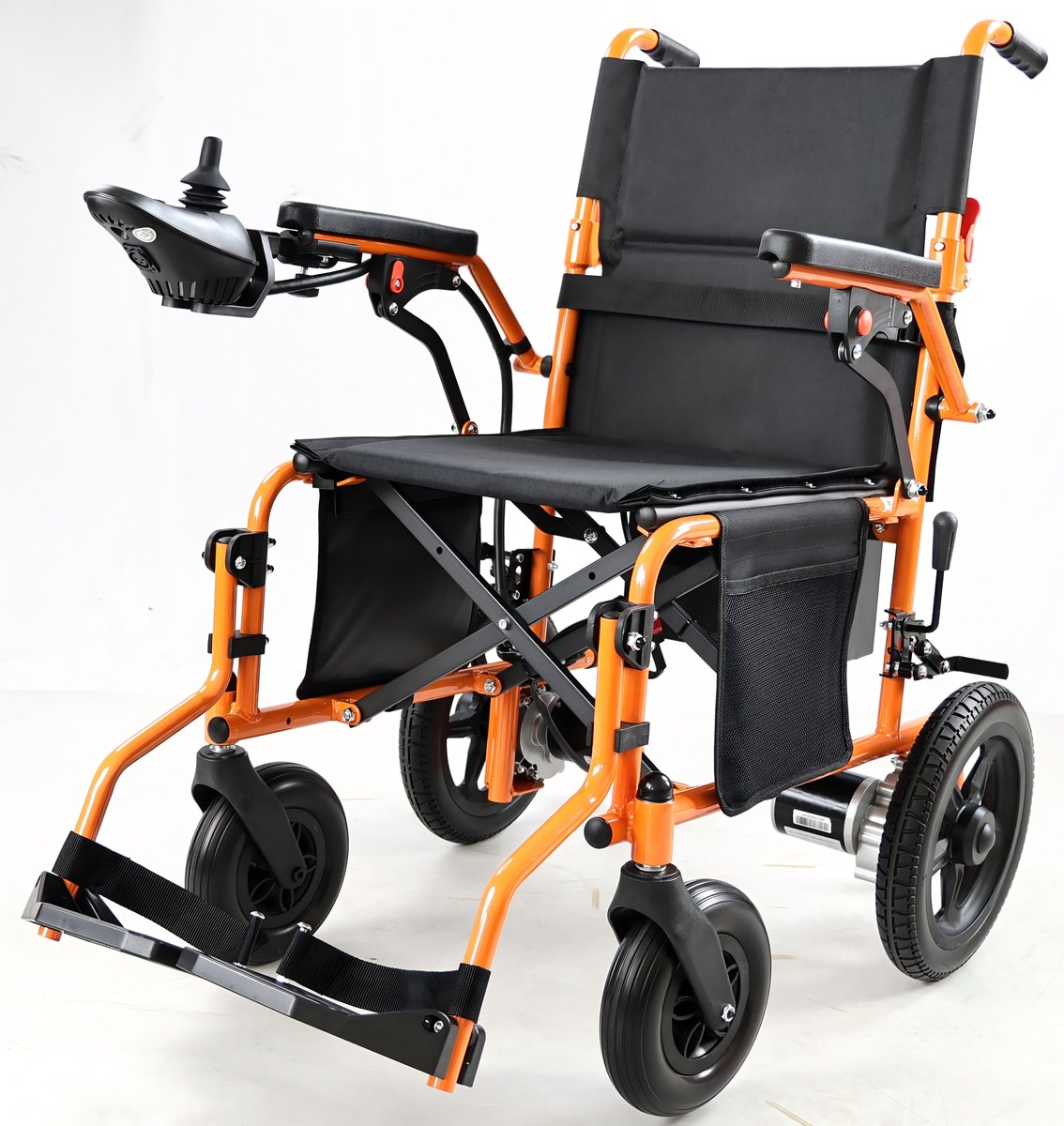 ZygenAir YHW001-Fmax Elektrische Rolstoel - Batterij 13Ah - 24 km Bereik - 151 kg Draagvermogen - Lichtgewicht& Opvouwbaar - ubbel remsysteem – Antikantelfunctie-Oranje