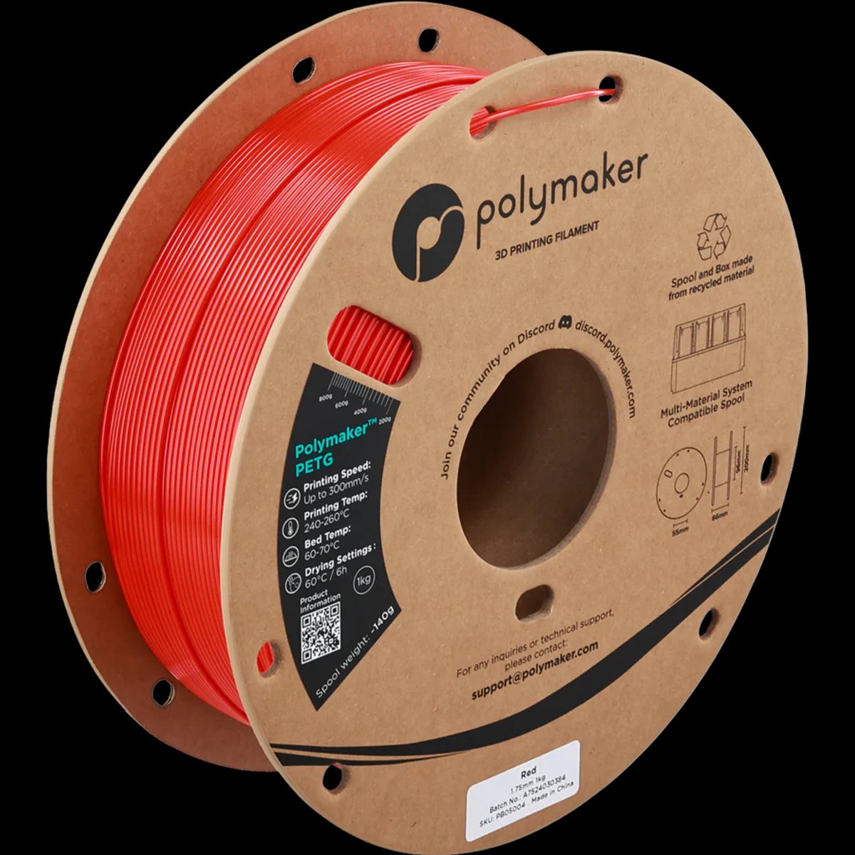 Polymaker Polylite PETG Rood 3D Filament 1,75mm 1kg