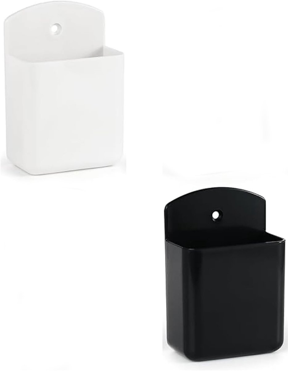 Afstandsbediening Houder - 2 Stuks - Hangende opbergwandhoude - Muur Pen Houder - AB Houder- Houder voor Afstandsbediening voor aan de Muur - Remote Controll Holder - Zwart, wit