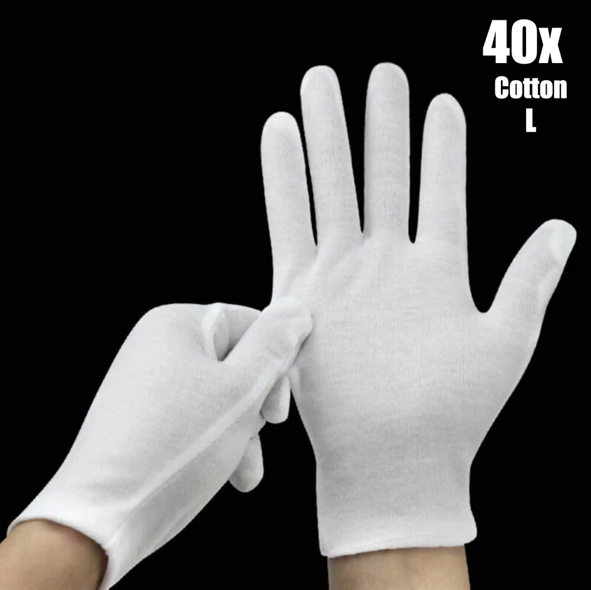 Witte Katoenen Handschoen Wit L - Handschoen L Wit – Munt Handschoen - Gezondheidszorg - Ziekenhuis - Beauty Center – Kapper - Jewelry - eczeem - allergie - juweliers – Handschoenen 100% Katoen maat L - 40 Stuks/20 Paar