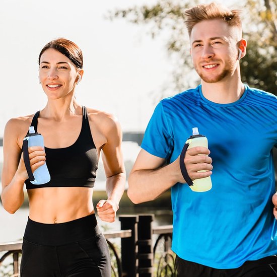 Fietsbidon - 350 ml - 7,3 x 5 x 19 cm - Zachte fles - Soft flask / Draagbare waterzak - Opvouwbare sportfles voor hardlopen en fietsen - Outdoor-waterfles - Ideaal voor marathons of gebruik onderweg — afbeelding 5