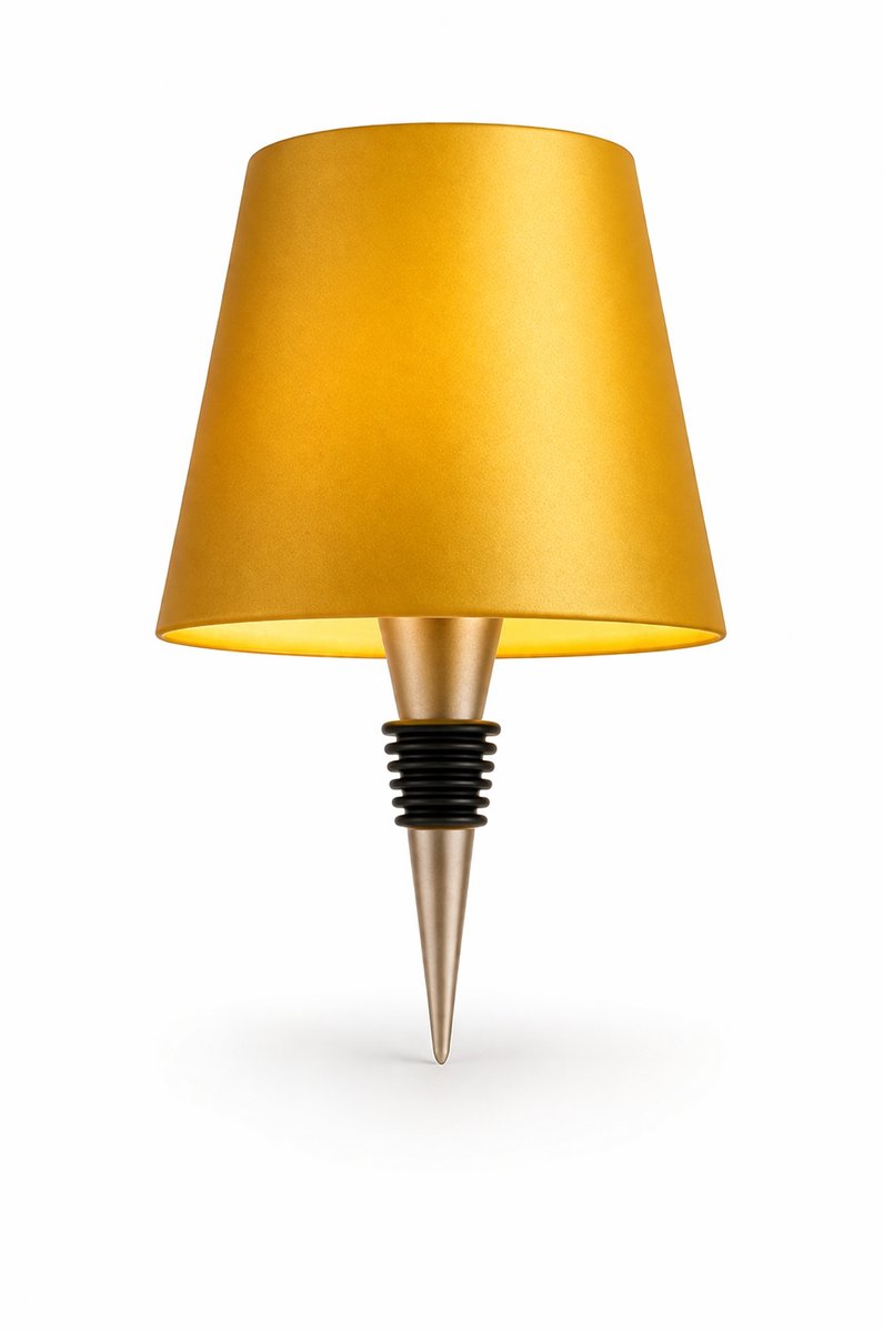 BOECK - Wijnfles Lamp – Oplaadbare Dimbare LED Lamp met Aanraakschakelaar – Tafellamp - Bar & Sfeerverlichting – Goud – USB-C – Geschikt voor Alle Flessen