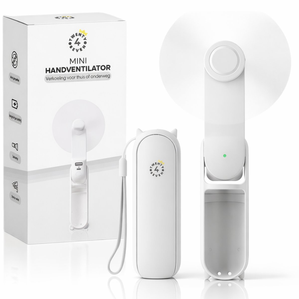 Twenty4seven Mini Handventilator met spiegeltje en zaklamp