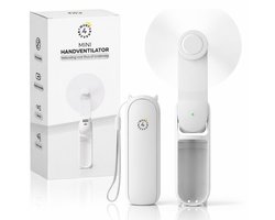 Twenty4seven® Mini Handventilator met Spiegeltje en Zaklamp – Draagbare Ventilator Oplaadbaar – Waaier Handwaaier – Tafelventilator Draadloos Wit – Hand Fan met 3 standen