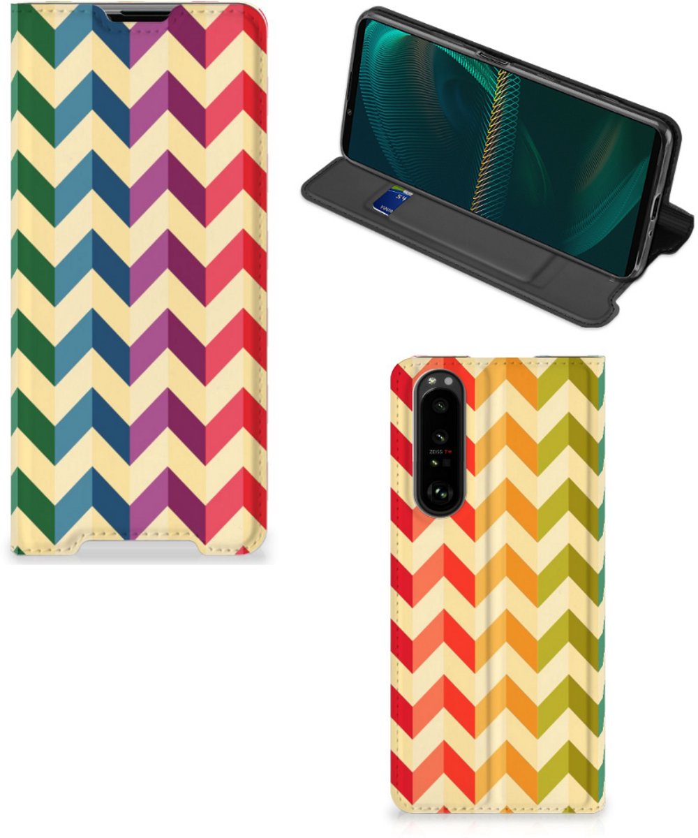 Sony Xperia 5 III Hoesje met Magneet Zigzag Multi Color