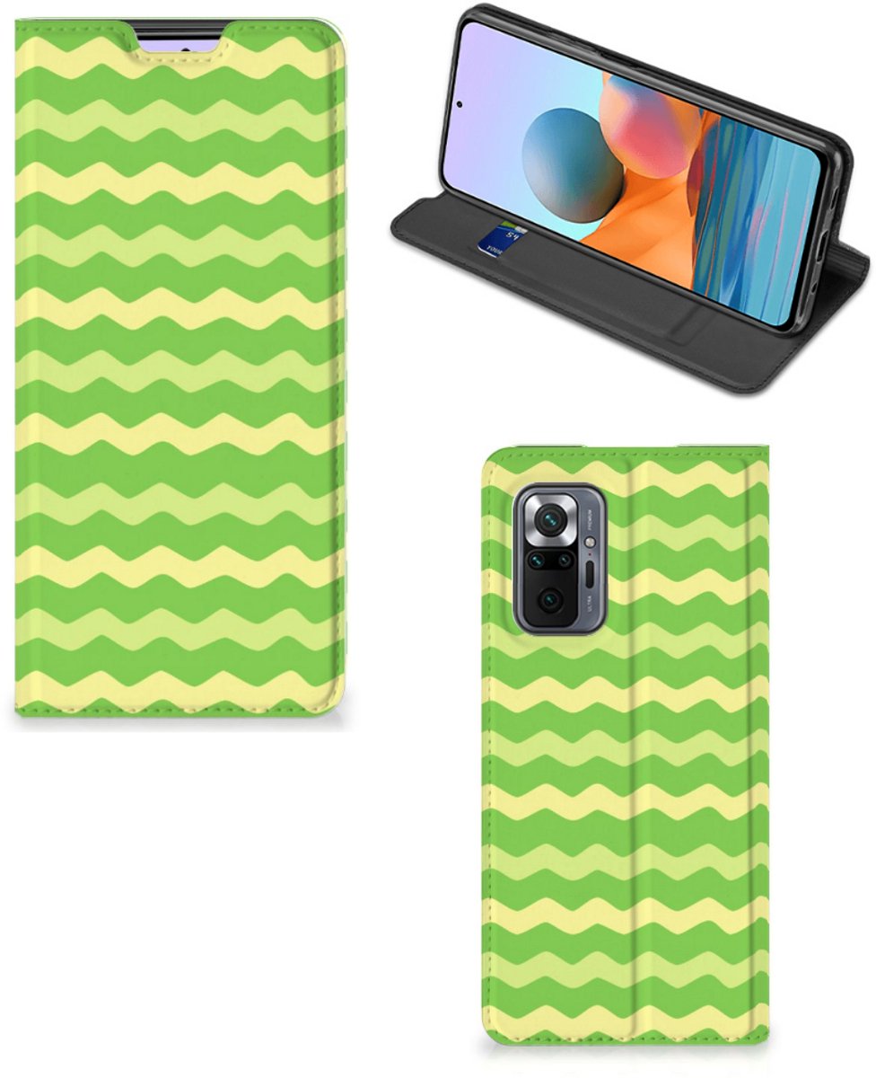 Xiaomi Redmi Note 10 Pro Hoesje met Magneet Waves Green