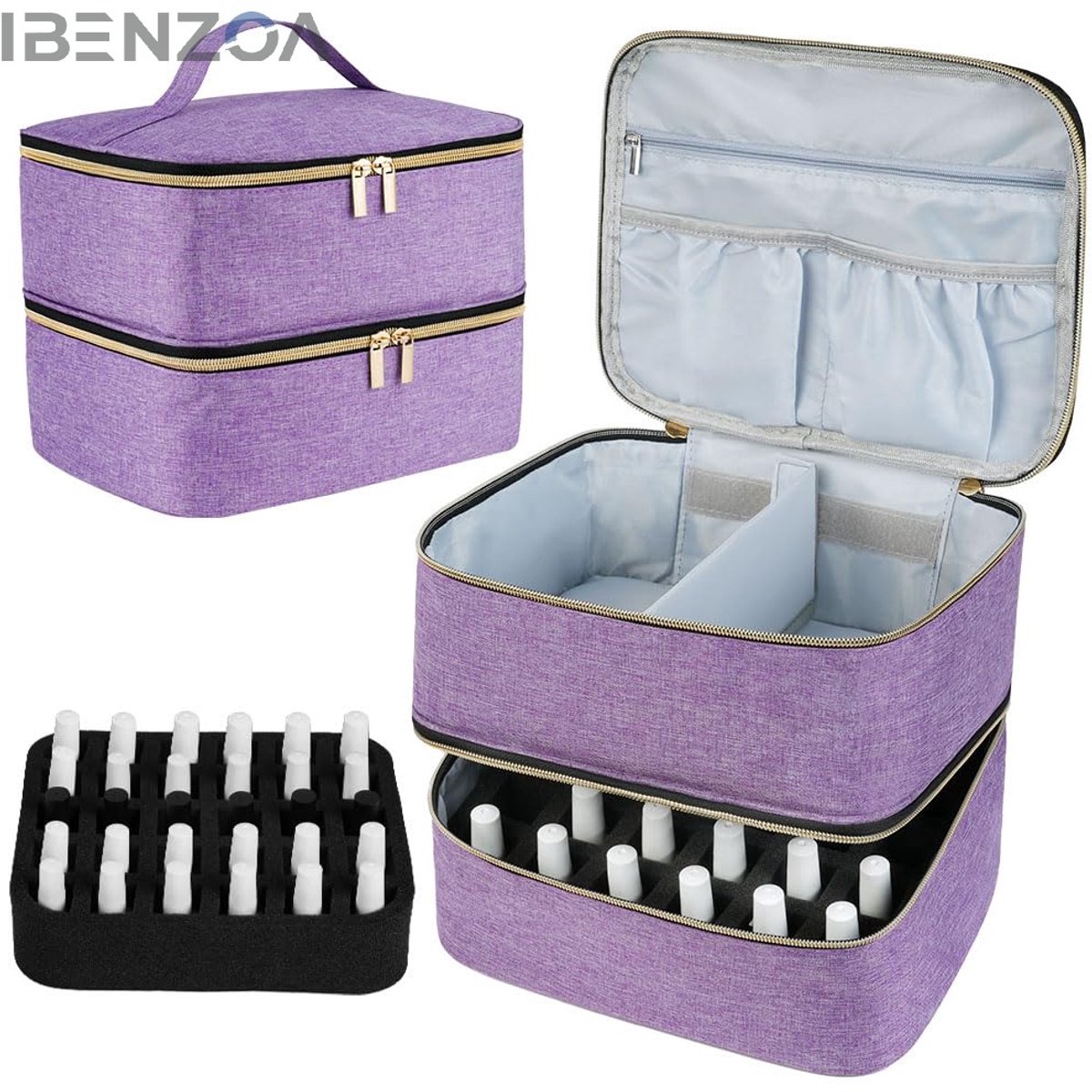 Cosmetic Bag - Dubbele Laag - Paars - Nylon