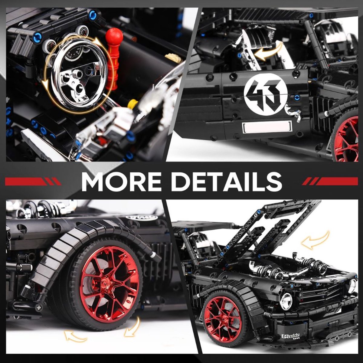 Mould King 13108 Mustang Hoonicorn mega bouwset | City fast racing champions adventure | Creator classic motor bouwpakket | Technische speelgoed ideas voor volwassenen & kinderen | DIY furious speed auto - geschikt voor lego | Bouwdoos met 3201 bloks — afbeelding 3