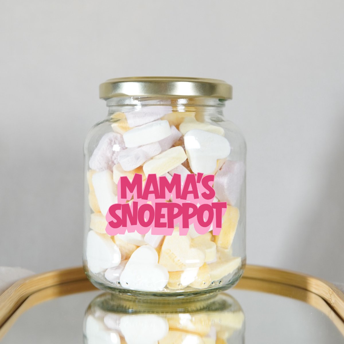 Glazen Snoeppot Mama's Snoeppot - 370ml - Gevuld - Cadeau Moeder - Glas - Moederdag - Moederdag Cadeautje - Moederdag Cadeau voor Mama