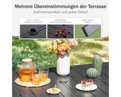 Tuinset 6 Personen Metaal 152x90x74 cm – Verstelbare Tuinmeubelset met Tafel & 6 Inklapbare Stoelen, 7-Standen Rugleuning, Parasolgat, Weerbestendig Zwart – Laura