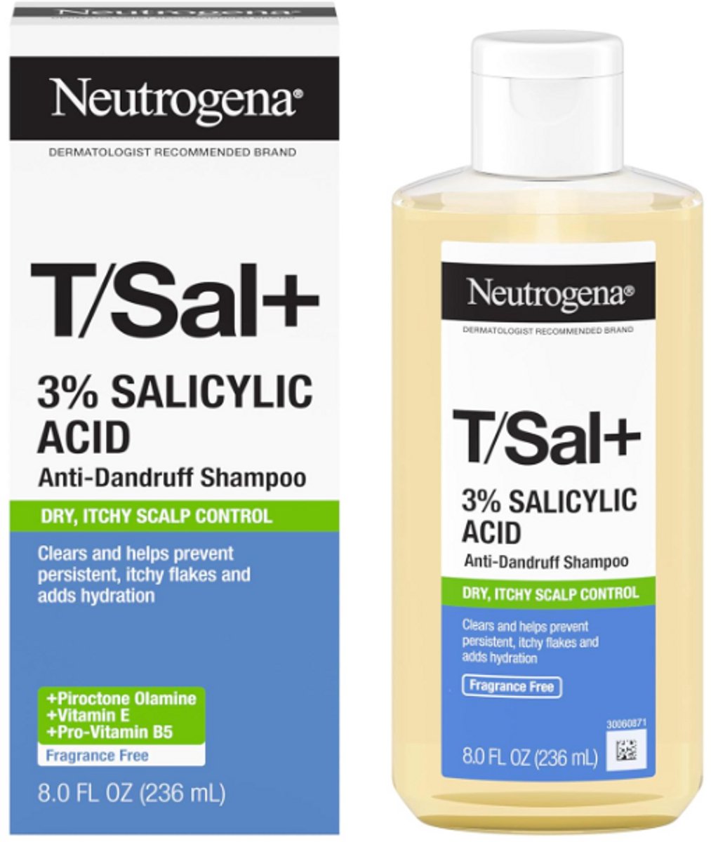 Neutrogena T/Sal+ Anti-Roos Shampoo 3% Salicylzuur 237ml – Tegen Hardnekkige Schilfers & Jeuk – Met Piroctone Olamine, Vitamine E & Pro-Vitamine B5