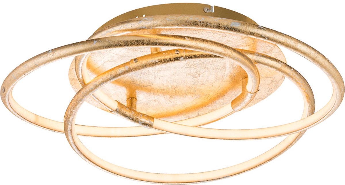 Globo Plafondlamp ringen designlamp goud plafondlamp woonkamer modern, aluminium, satijn, LED 30W 2100Lm warm wit, DxH 50x14 cm