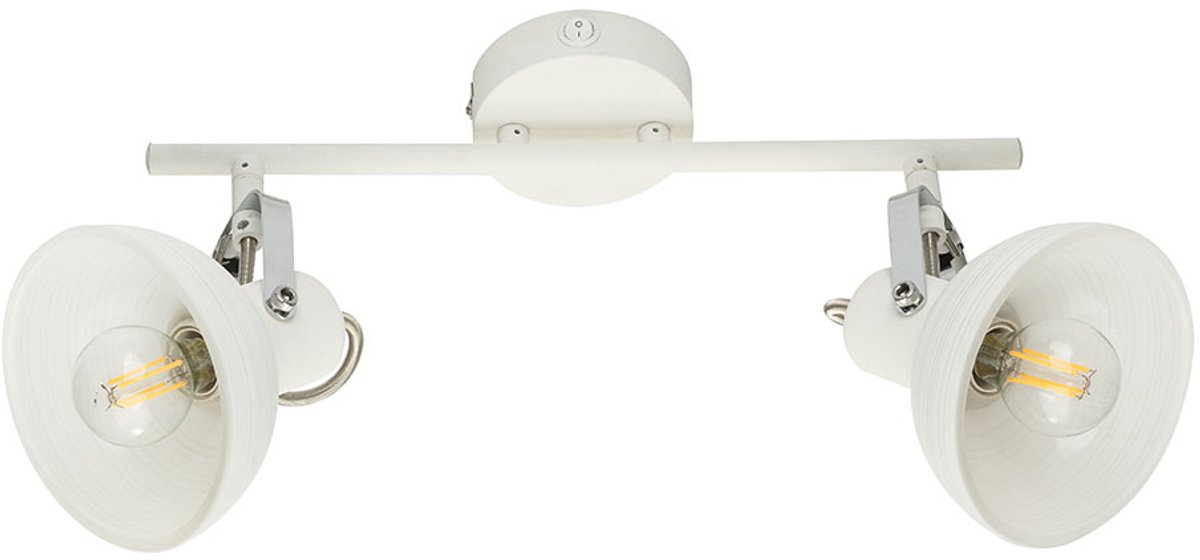 Globo Plafondlamp zwenkbaar plafondspot glas wit plafondlamp chroom modern, met schakelaar 2 vlammen, 2x E14, L 35 cm