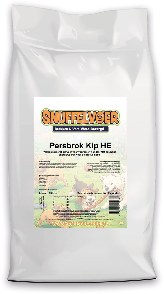 Persbrok Kip HE 15 kilo (glutenvrij) - Snuffelvoer