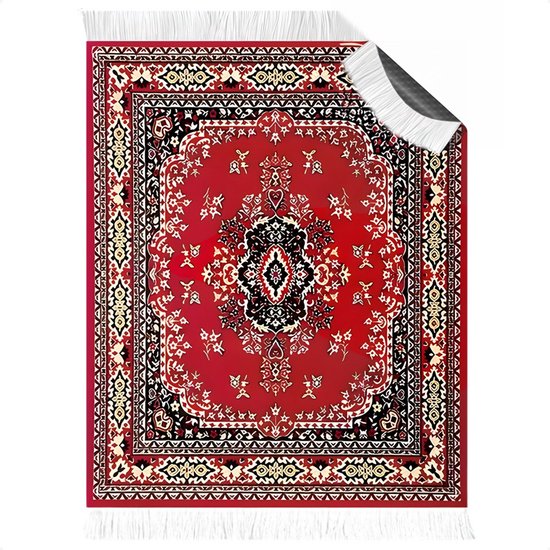 Perzisch Tapijt Muismat - 25x18 cm - Anti-Slip Rubber Onderkant - Klassiek Rood