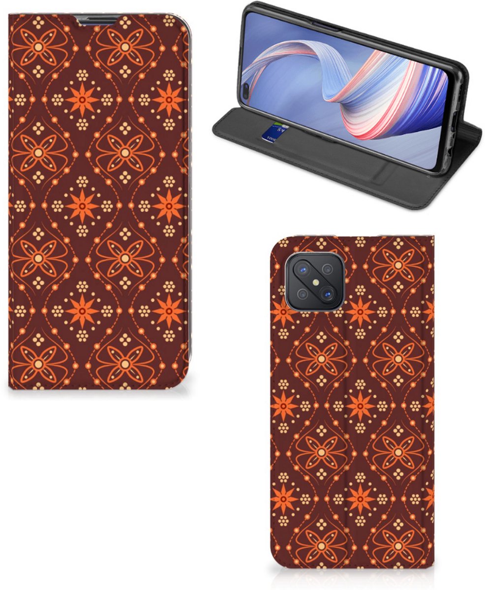 OPPO Reno4 Z 5G Hoesje met Magneet Batik Brown