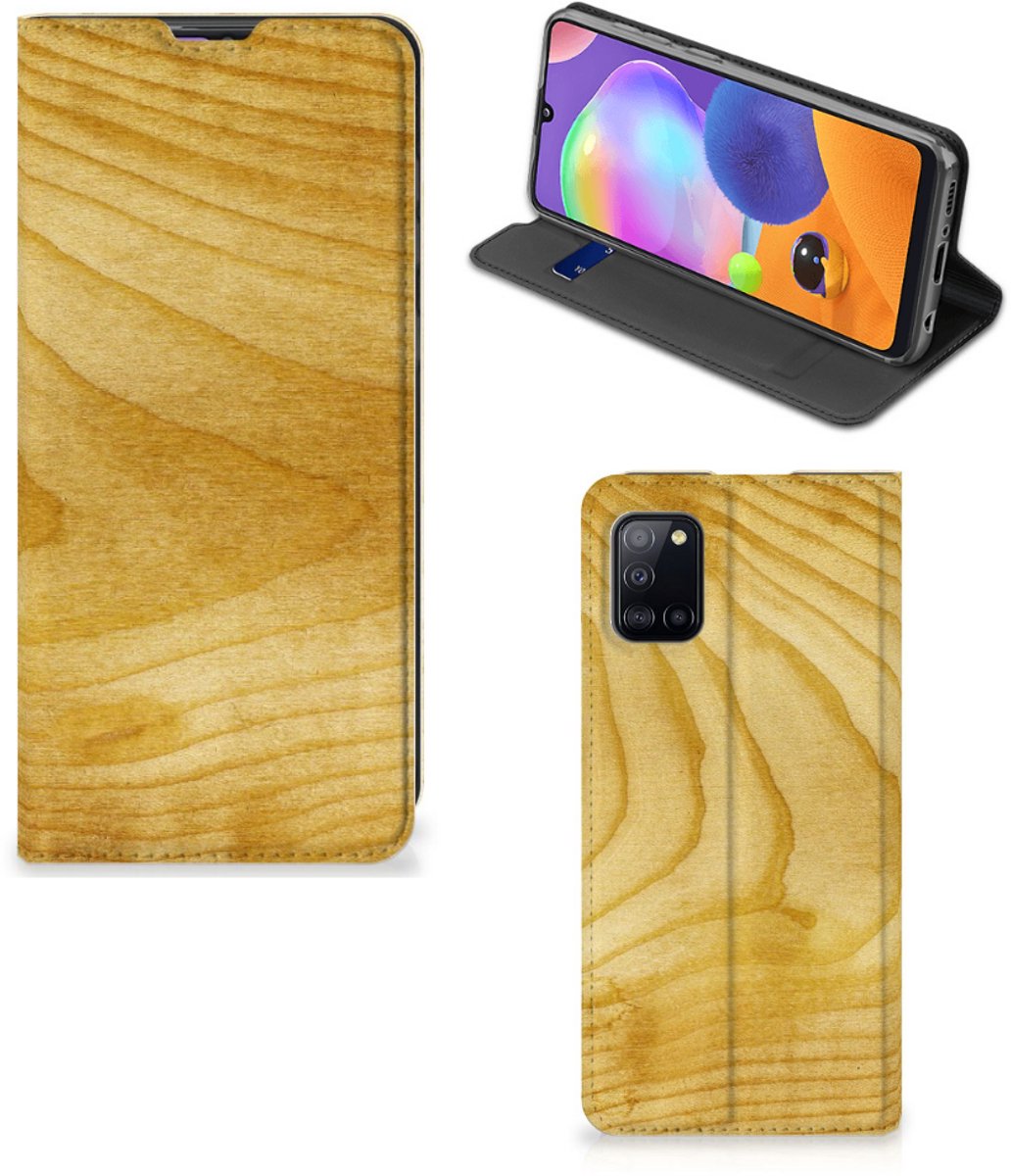 Book Case voor Samsung Galaxy A31 Book Wallet Case Licht Hout