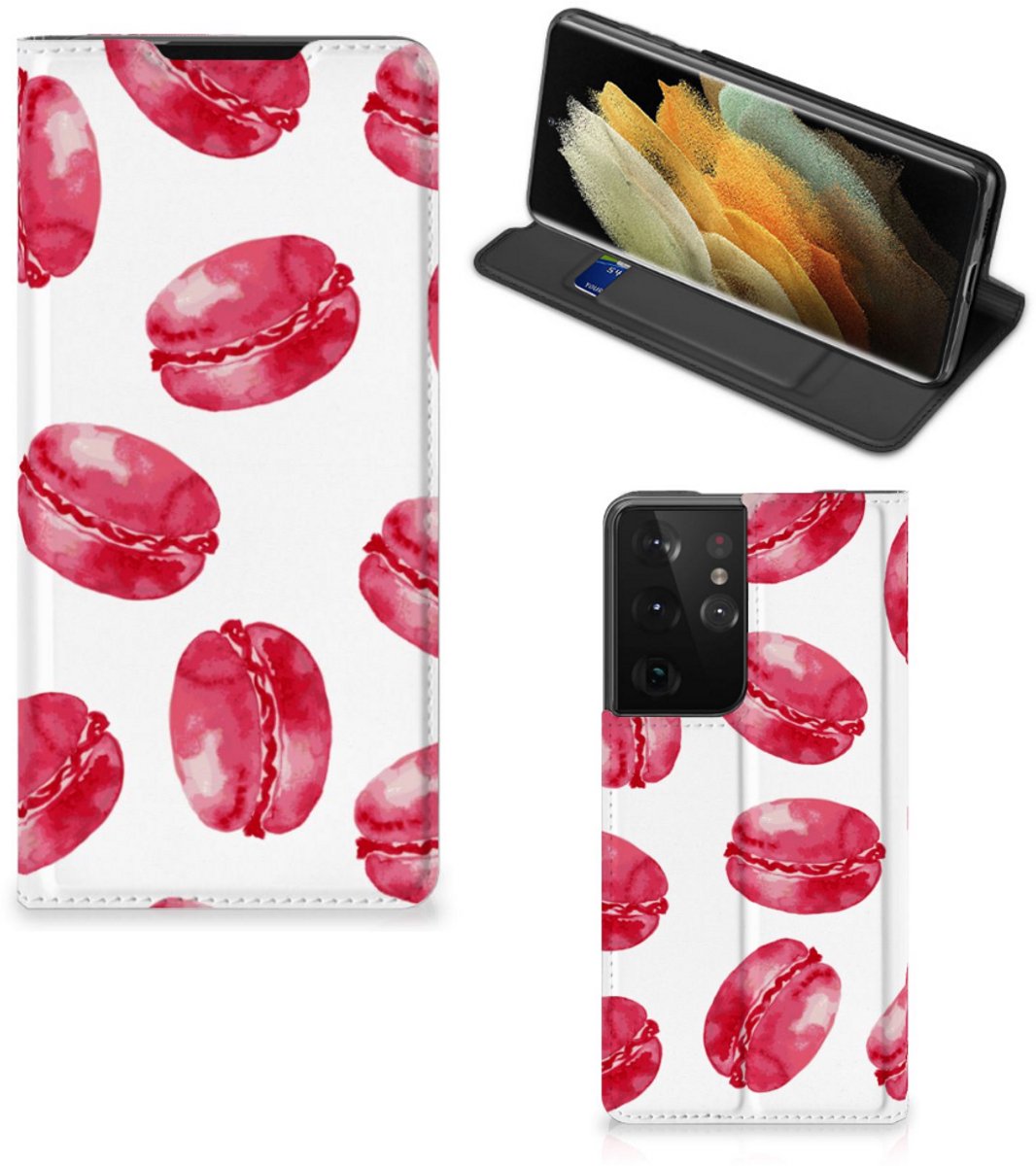 Samsung Galaxy S21 Ultra Flip Style Cover Pink Macarons