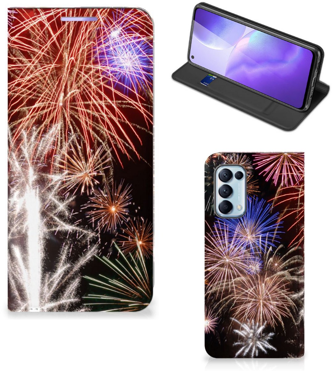 OPPO Find X3 Lite Hippe Standcase Vuurwerk