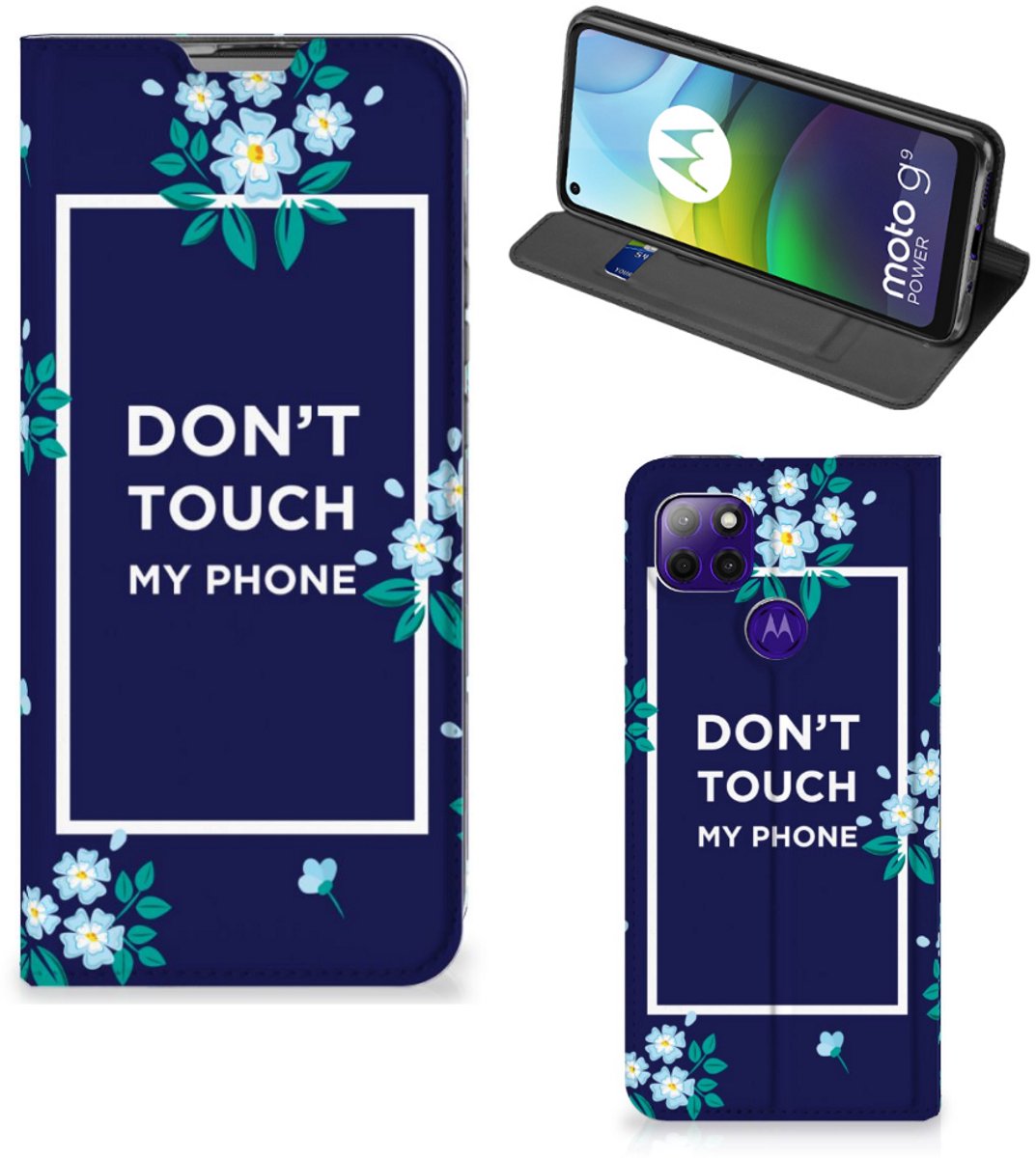 Motorola Moto G9 Power Design Case Flowers Blue DTMP