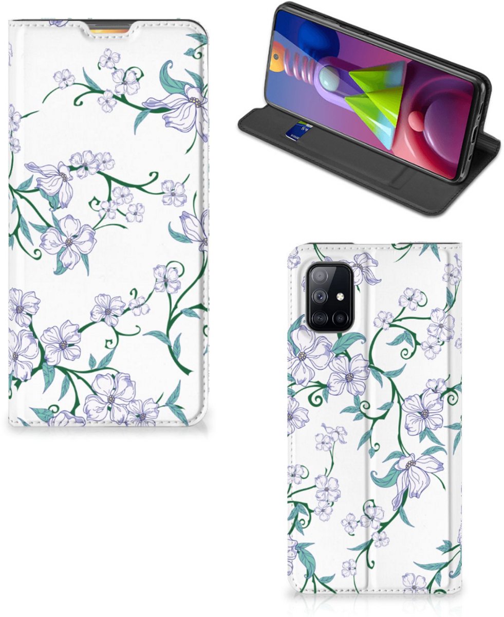 Standcase Hoesje voor Samsung Galaxy M51 Uniek Smart Cover Blossom White