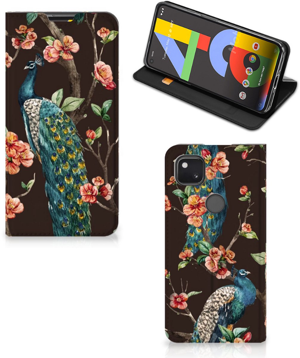 Google Pixel 4a Hoesje maken Pauw met Bloemen