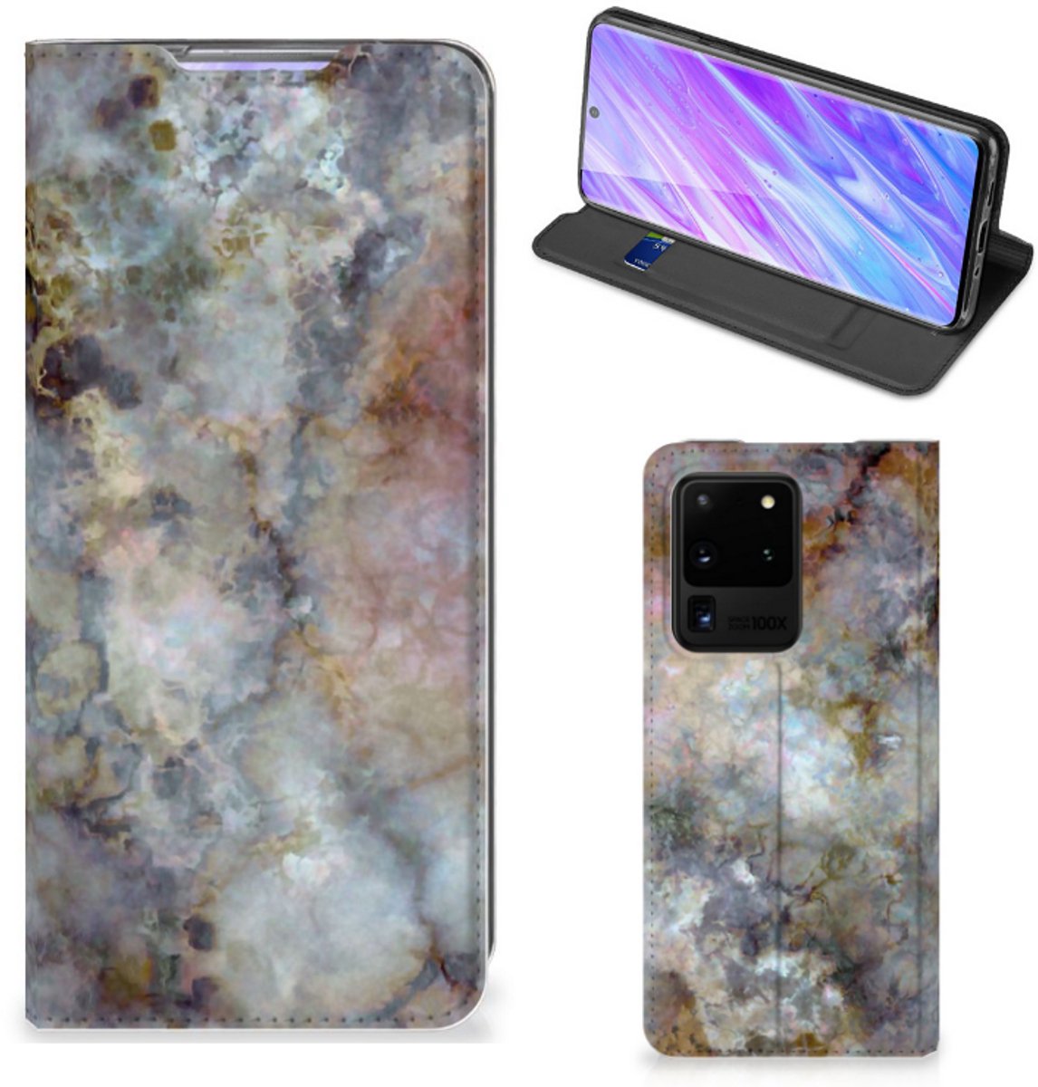 Samsung Galaxy S20 Ultra Standcase Marmer Grijs