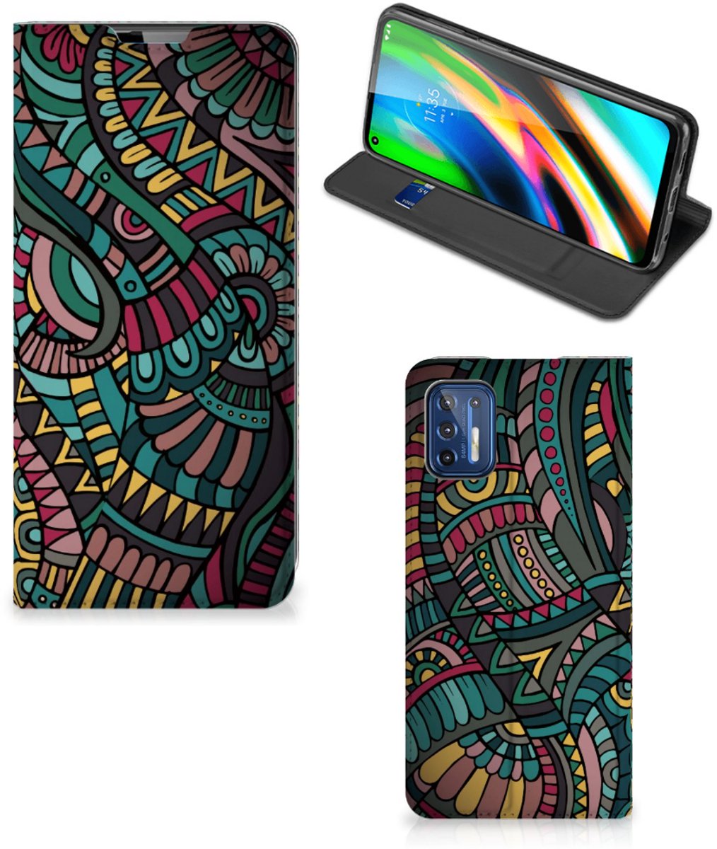 Motorola Moto G9 Plus Hoesje met Magneet Aztec
