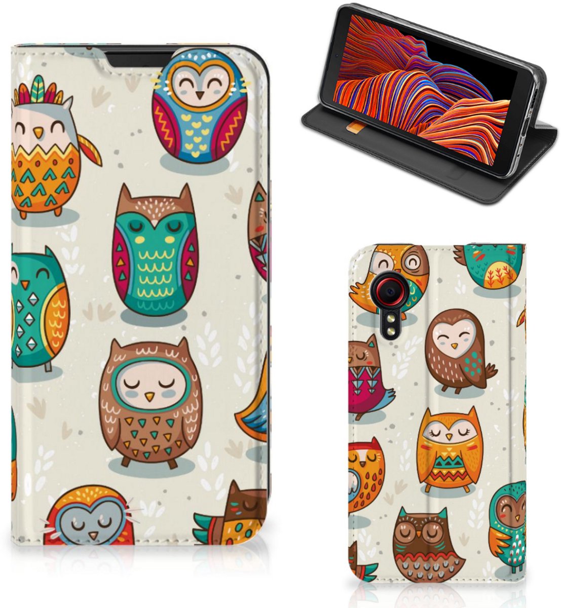 Samsung Galaxy Xcover 5 Hoesje maken Vrolijke Uilen
