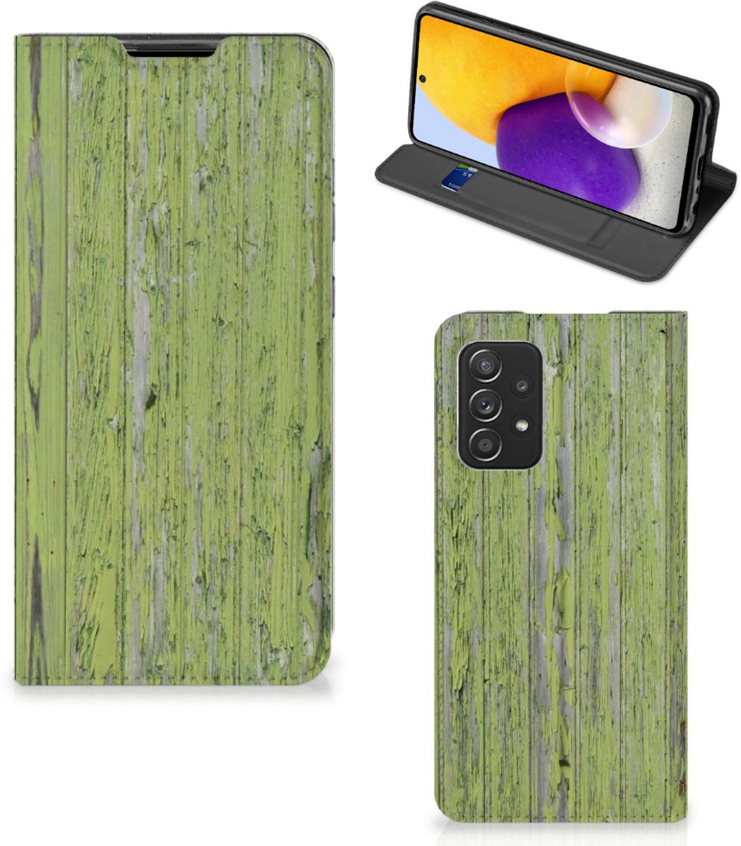 Book Case voor Samsung Galaxy A72 (5G/4G) Book Wallet Case Green Wood