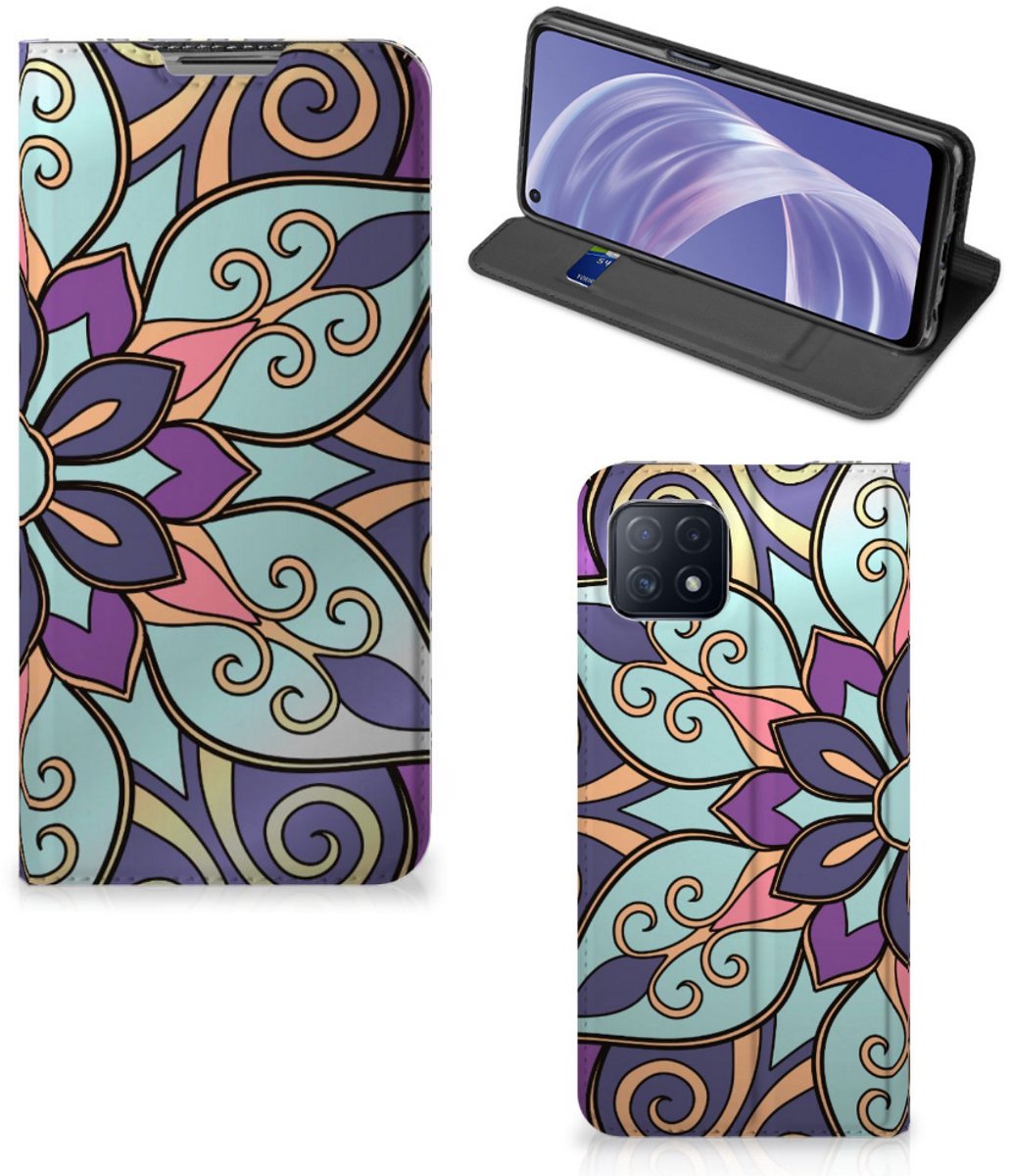 OPPO A73 5G Smart Cover Purple Flower
