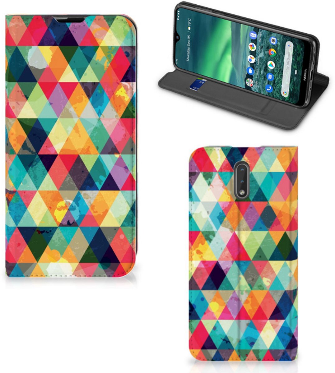 Nokia 2.3 Hoesje met Magneet Geruit