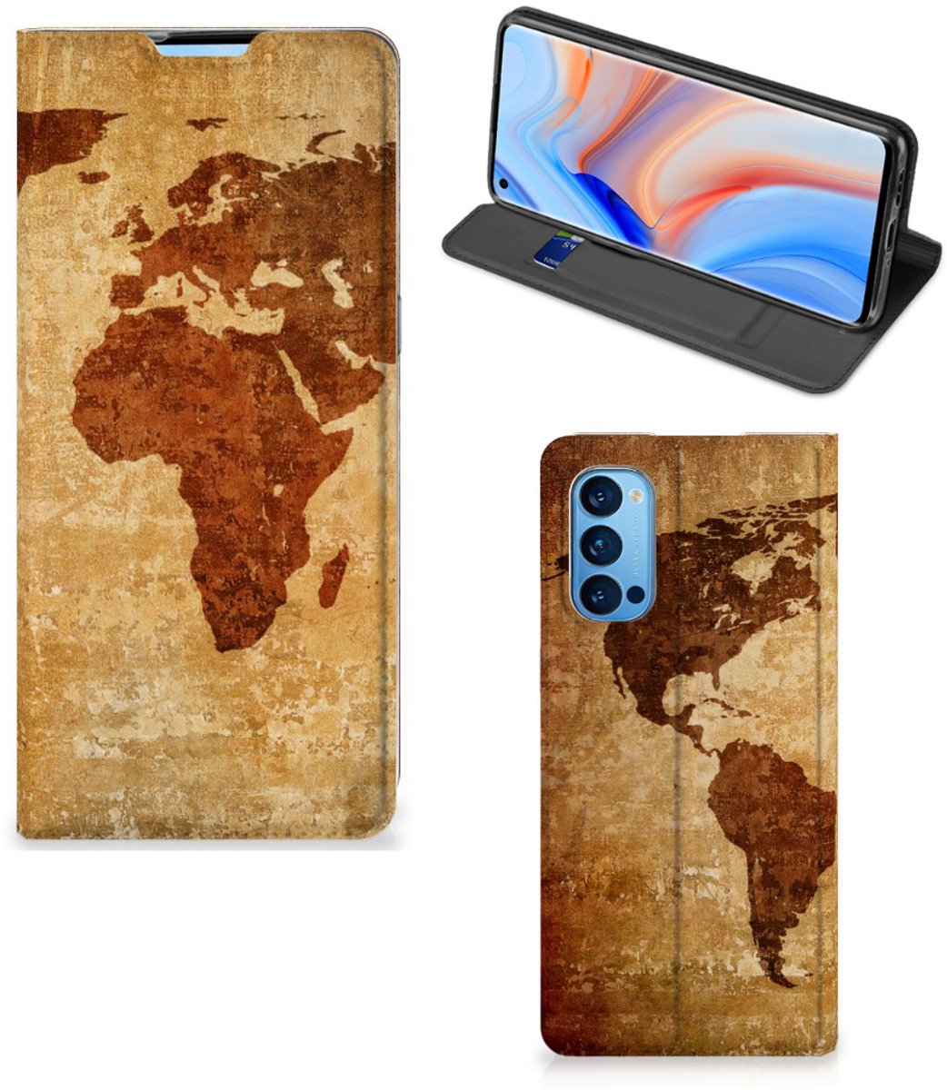 OPPO Reno4 Pro 5G Book Cover Wereldkaart