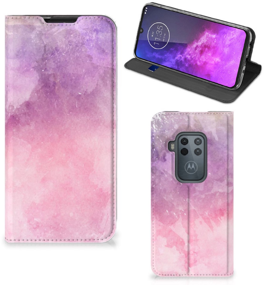 Bookcase Motorola One Zoom Pink Purple Paint