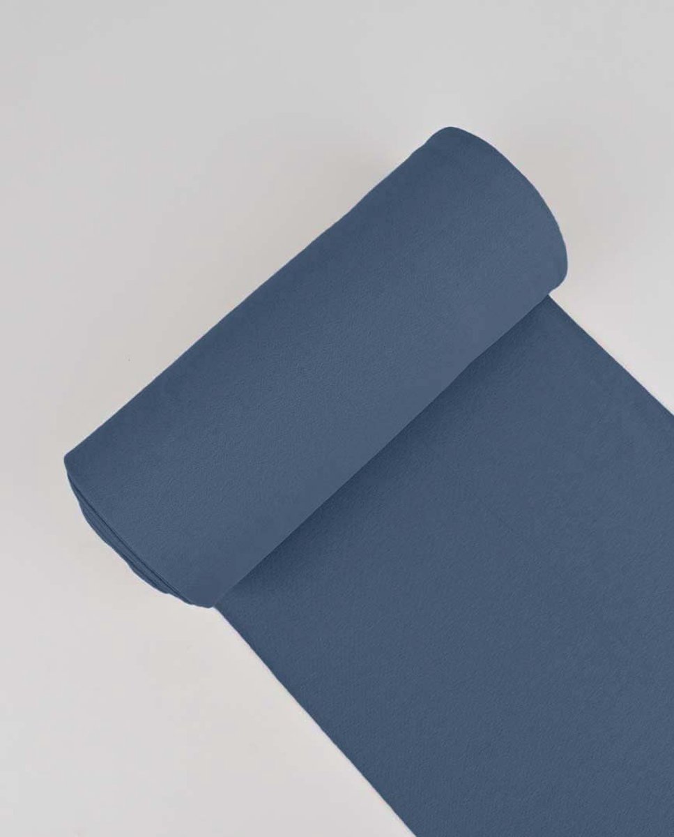 Boordstof Uni Jeansblauw – 95% Katoen & 5% Elasthaan – 70 cm Rondgebreid – Oeko-Tex – 260 gr/m²