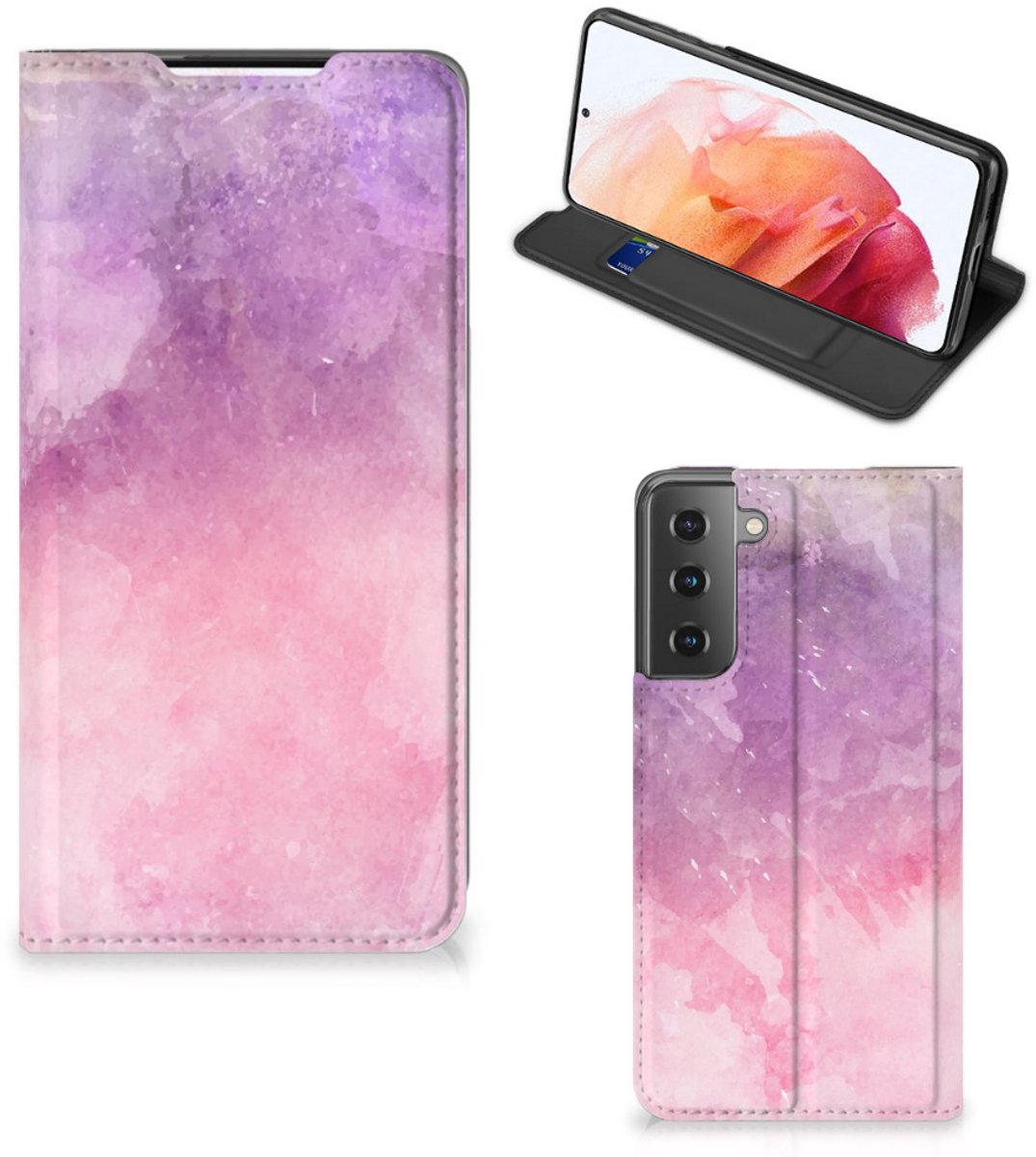 Bookcase Samsung Galaxy S21 Pink Purple Paint