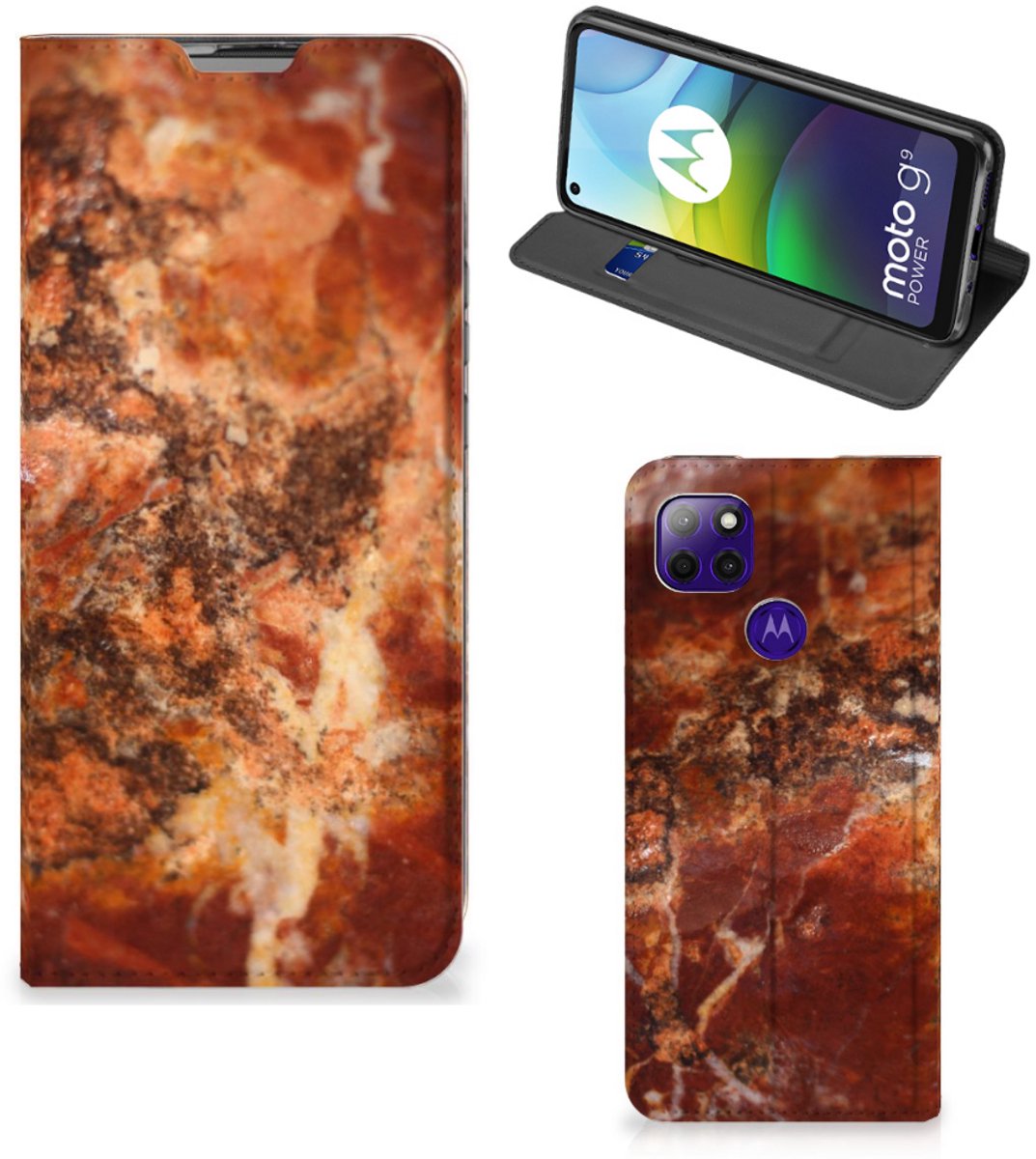 Motorola Moto G9 Power Standcase Marmer Bruin