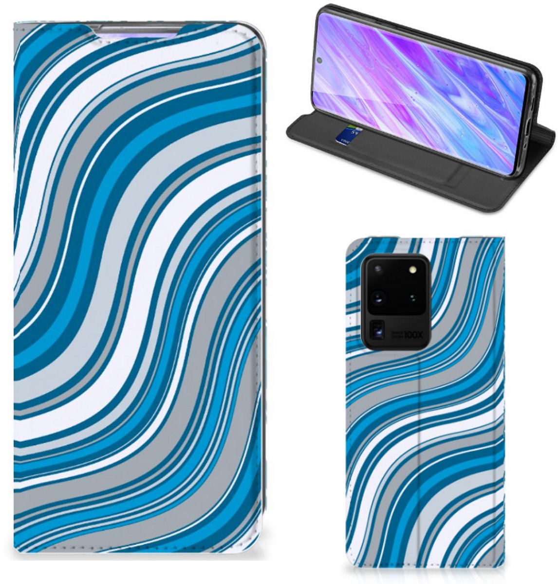 Samsung Galaxy S20 Ultra Hoesje met Magneet Waves Blue