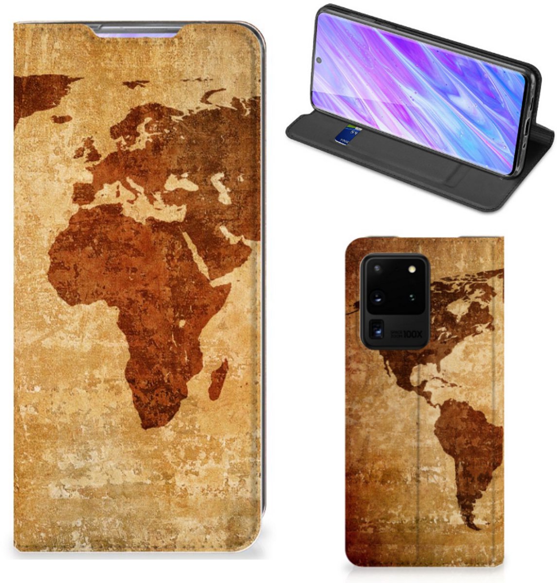 Samsung Galaxy S20 Ultra Book Cover Wereldkaart