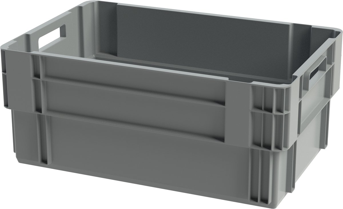 Euronorm stapelbak krat - 600 x 400 x 250 - grijs - stapelbare draaistapelbak