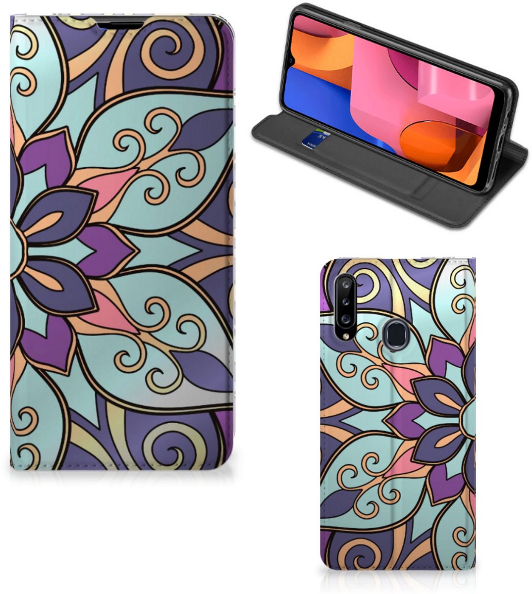 Samsung Galaxy A20s Smart Cover Purple Flower