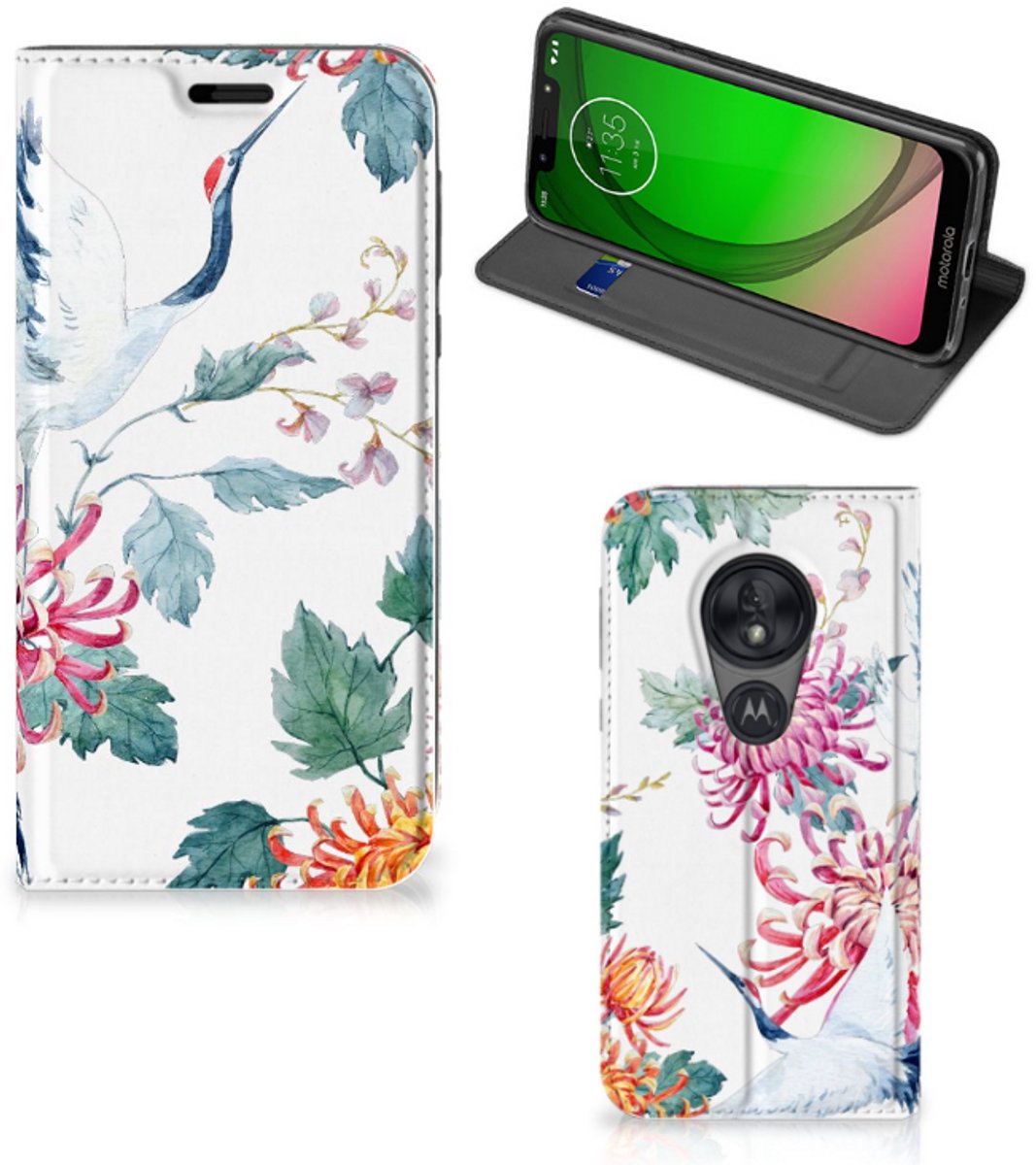 Motorola Moto G7 Play Hoesje maken Bird Flowers