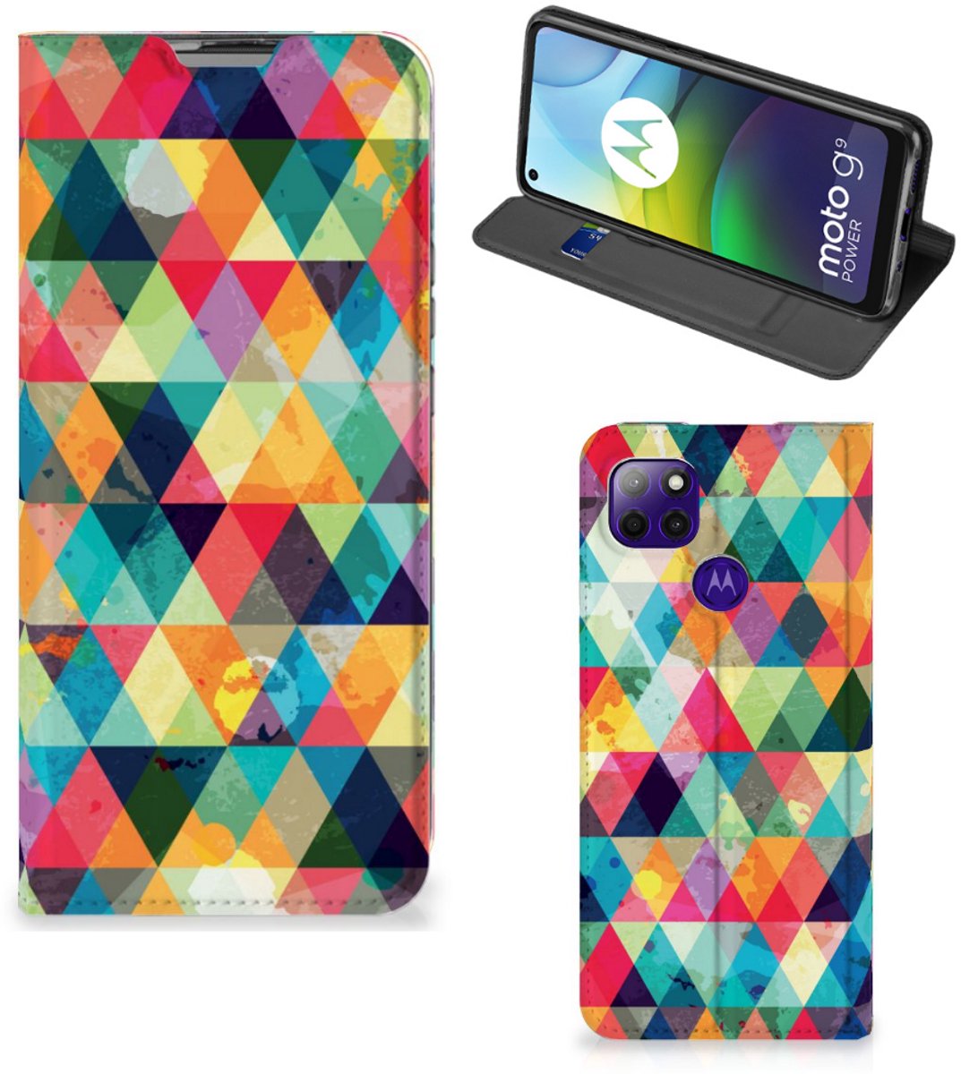 Motorola Moto G9 Power Hoesje met Magneet Geruit